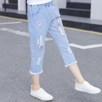 Blugi moderni pentru copii cu broderie-pentru fete