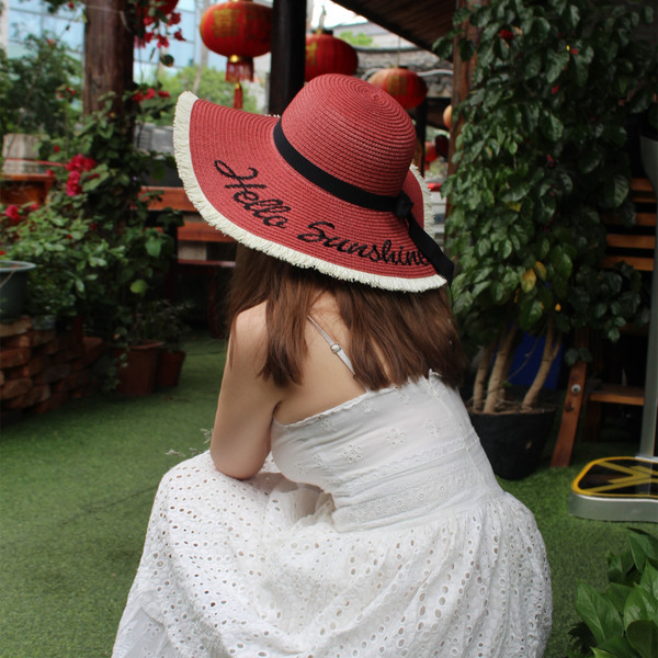 Actuala palarie de plaja dama cu broderie in mai multe culori