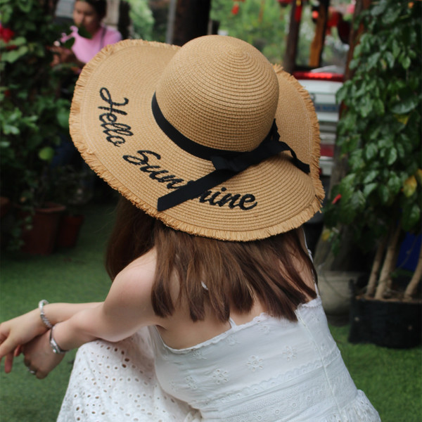 Actuala palarie de plaja dama cu broderie in mai multe culori