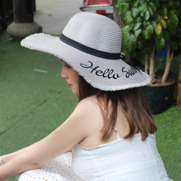 Actuala palarie de plaja dama cu broderie in mai multe culori