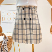 Fusta dama in carouri cu talie inalta