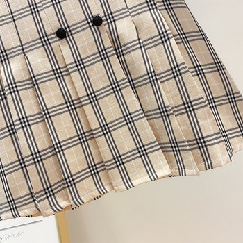 Fusta dama in carouri cu talie inalta