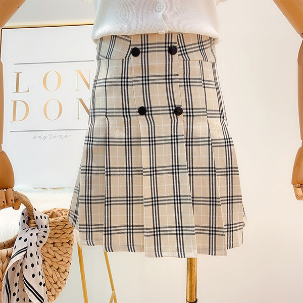 Fusta dama in carouri cu talie inalta