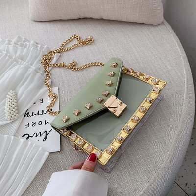 Geanta de dama moderna cu elemente metalice in mai multe culori