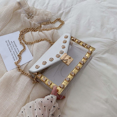 Geanta de dama moderna cu elemente metalice in mai multe culori