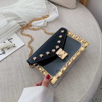 Geanta de dama moderna cu elemente metalice in mai multe culori