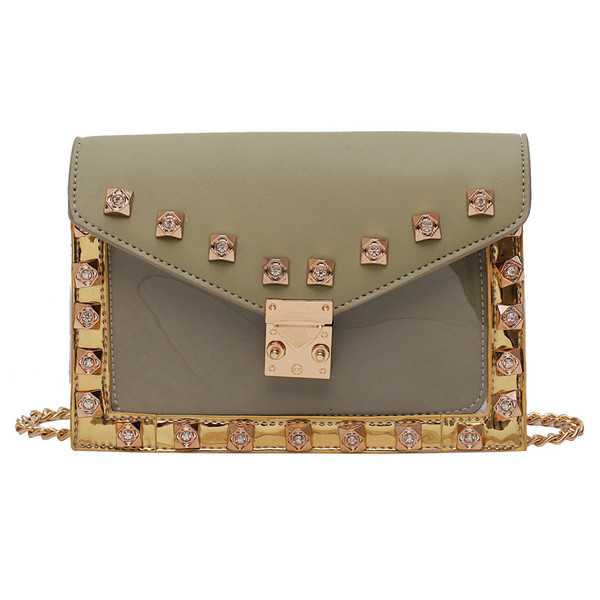 Geanta de dama moderna cu elemente metalice in mai multe culori