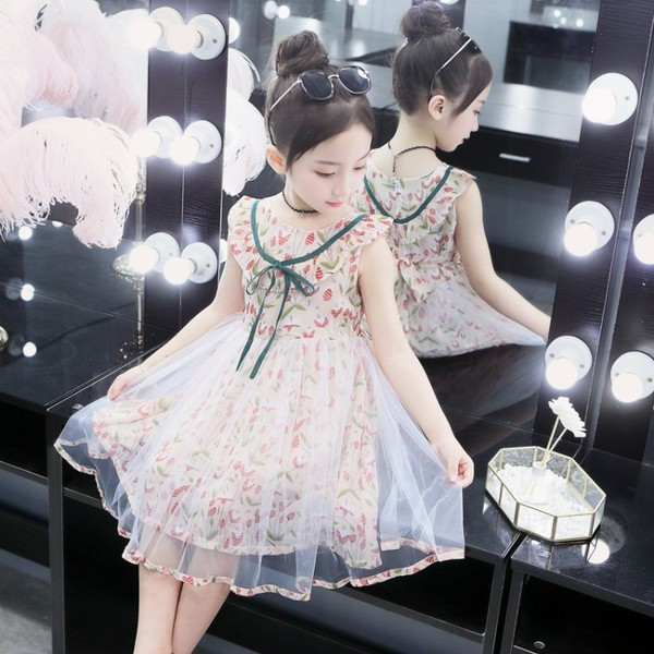 Rochie eleganta pentru copii cu tul in doua culori