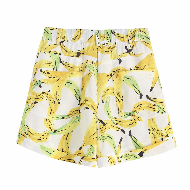 Къси панталони с висока талия с апликация - банан