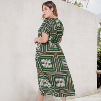 Rochie modernă de damă, cu cravate și cu fantă în imprimeu color