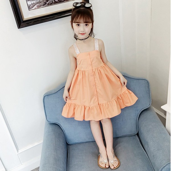 Rochie actuala pentru copii in trei culori cu nasturi