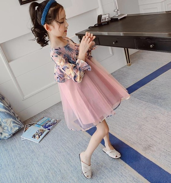 Rochie eleganta pentru copii cu maneci lungi si tul de culoare roz