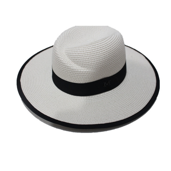 Pălărie de plajă pentru femei în alb-negru