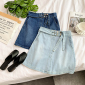 Fusta de dama din denim cu buzunare in doua culori