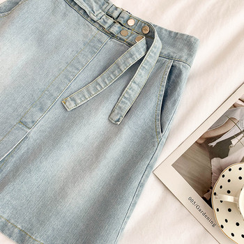 Fusta de dama din denim cu buzunare in doua culori