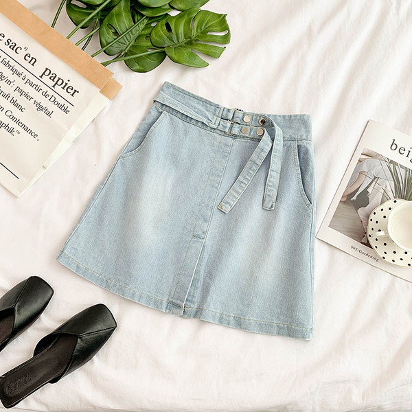 Fusta de dama din denim cu buzunare in doua culori