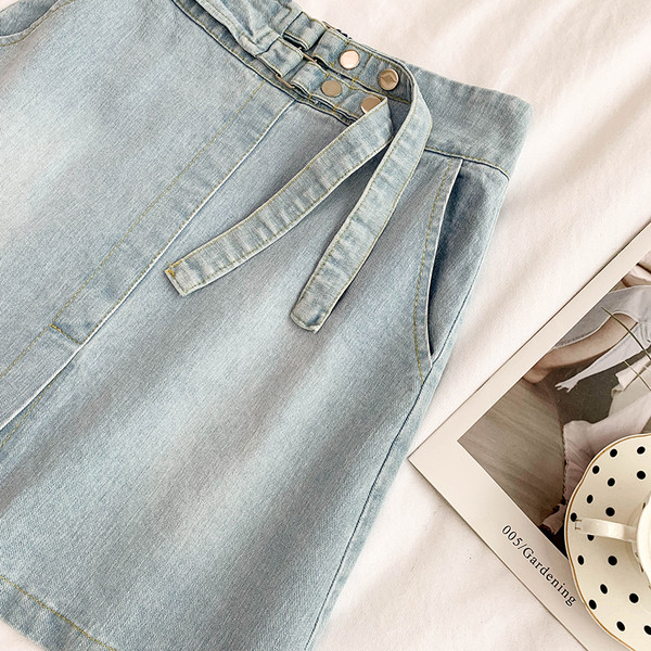 Fusta de dama din denim cu buzunare in doua culori