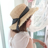 Palarie de plaja dama cu panglica in mai multe culori