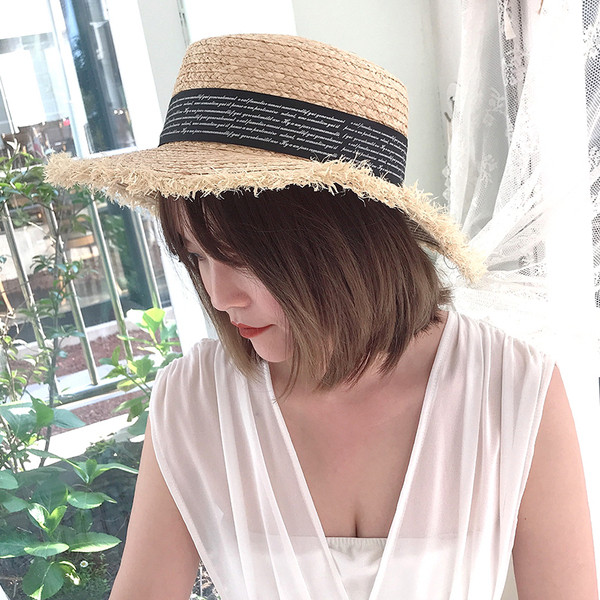 Palarie de plaja dama cu panglica in mai multe culori