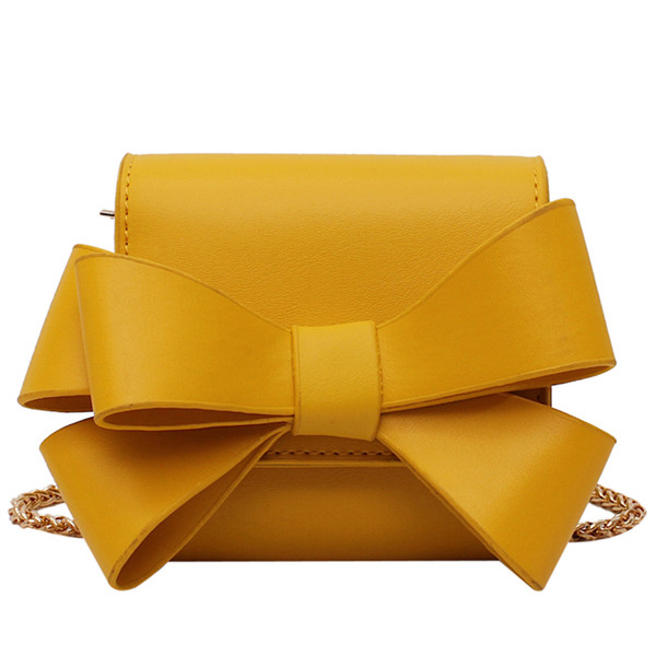 Модерна дамска чанта с панделка и метална дръжка в няколко цвята