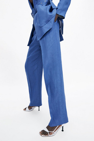 Дамски елегантни дълги панталони в син цвят