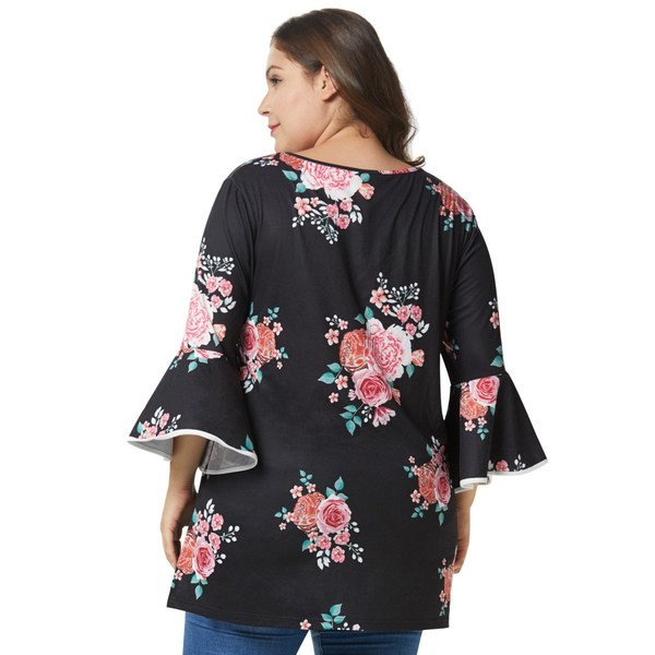 Bluză de damă modernă cu mâneci lotus și model floral