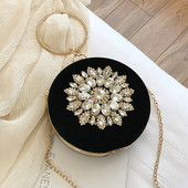 Geanta de dama eleganta in forma rotunda cu pietre in mai multe culori