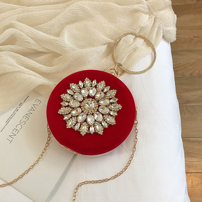 Geanta de dama eleganta in forma rotunda cu pietre in mai multe culori