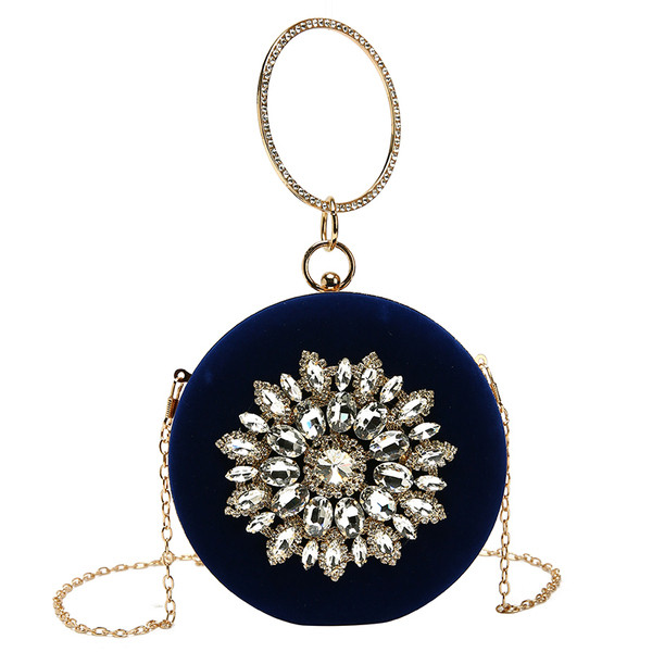 Geanta de dama eleganta in forma rotunda cu pietre in mai multe culori