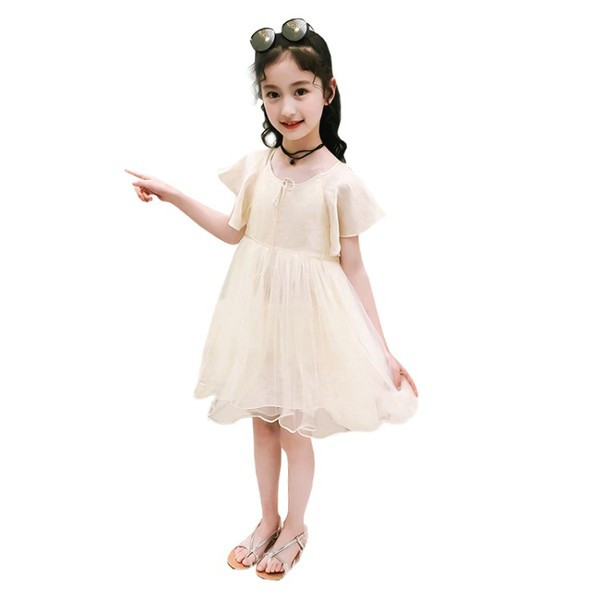 Rochie moderna pentru copii in doua culori cu maneci scurte si tul