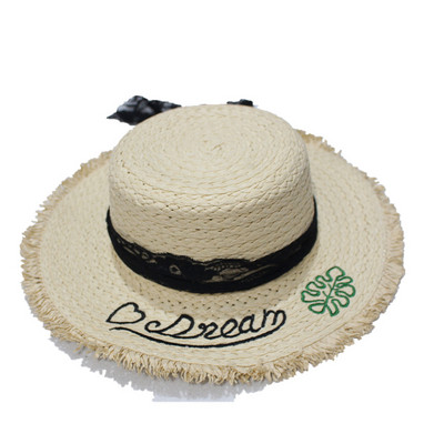 Palarie de plaja de dama eleganta cu dantela si broderie