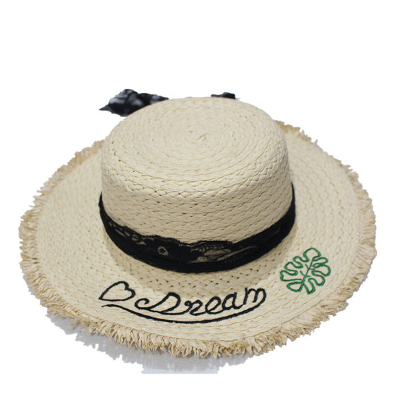 Palarie de plaja de dama eleganta cu dantela si broderie