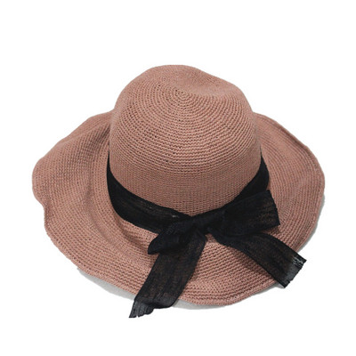 Palarie de plaja dama cu panglica in mai multe culori