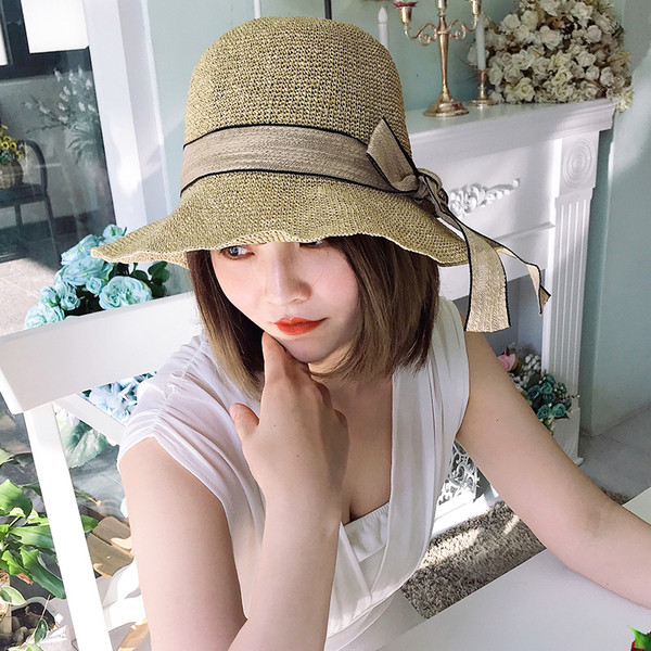 Palarie de plaja dama cu panglica in mai multe culori