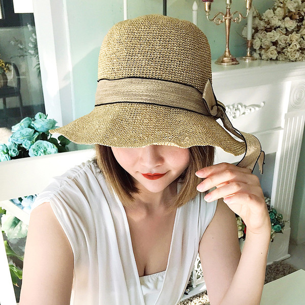 Palarie de plaja dama cu panglica in mai multe culori