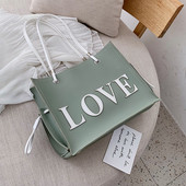 Geanta casual dama din piele ecologica cu inscriptie in mai multe culori