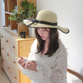 Palarie de plaja dama cu panglica in mai multe culori