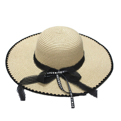Palarie de plaja dama cu panglica in mai multe culori