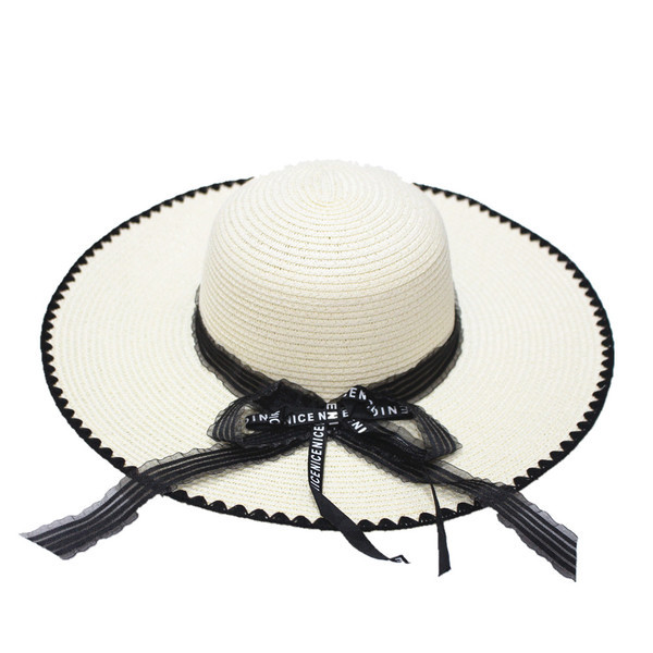 Palarie de plaja dama cu panglica in mai multe culori