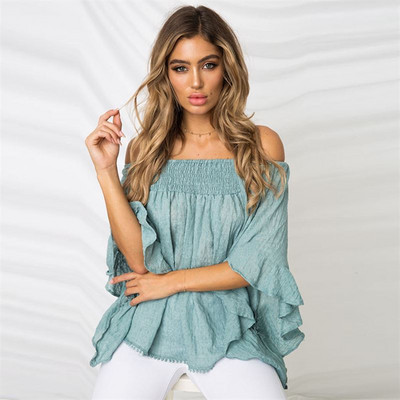 Bluză de damă modernă cu umerii goi în trei culori