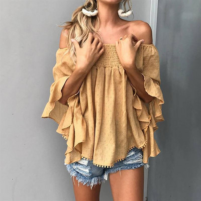 Bluză de damă modernă cu umerii goi în trei culori