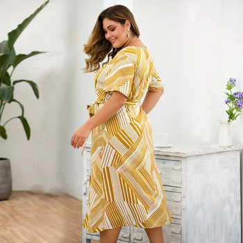 Rochie moderna de dama cu maneci scurte cu nasturi si cravate