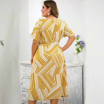 Rochie moderna de dama cu maneci scurte cu nasturi si cravate