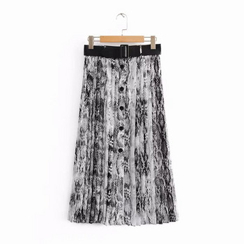 Елегантна дамска пола с копчета и колан с животински десен