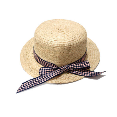 Palarie de plaja dama cu panglica in doua culori