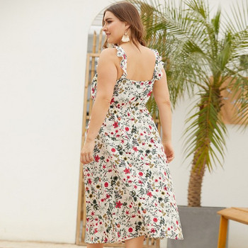 Дамска рокля с флорален десен и дебели презрамки