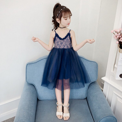 Стилна детска рокля с перли и тюл-в два цвята 