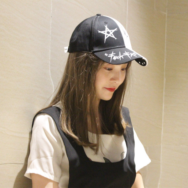 Palarie casual de dama cu vizor alb-negru