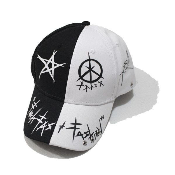 Palarie casual de dama cu vizor alb-negru