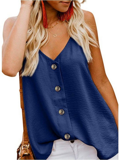 Ежедневен дамски потник с копчета и тънки презрамки в няколко цвята